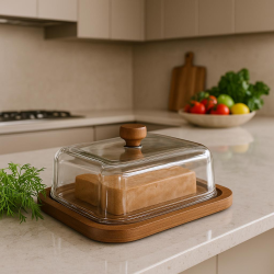 Glass and Wood Serving Set